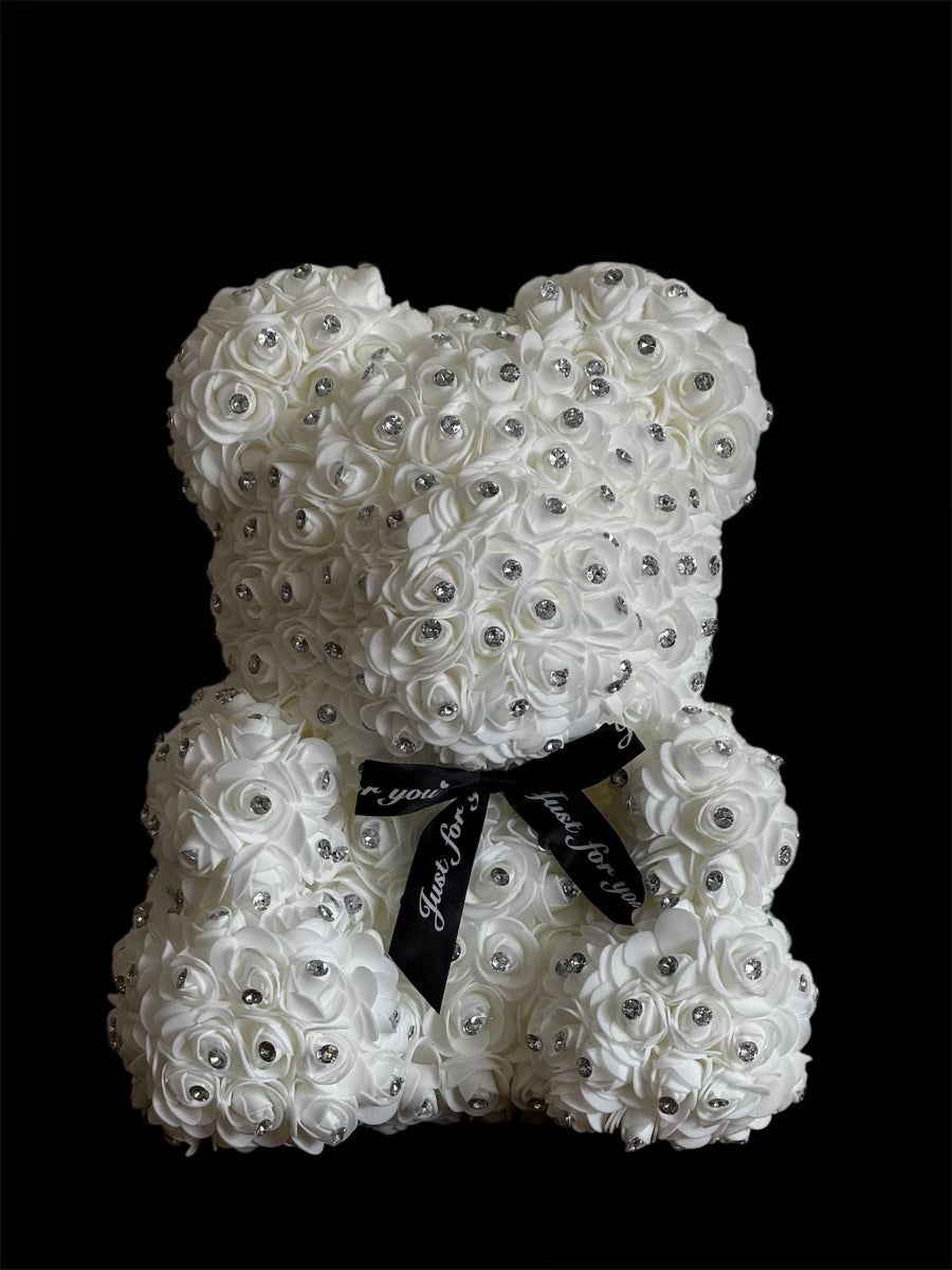 Exclusive Diamond Rose Bear White